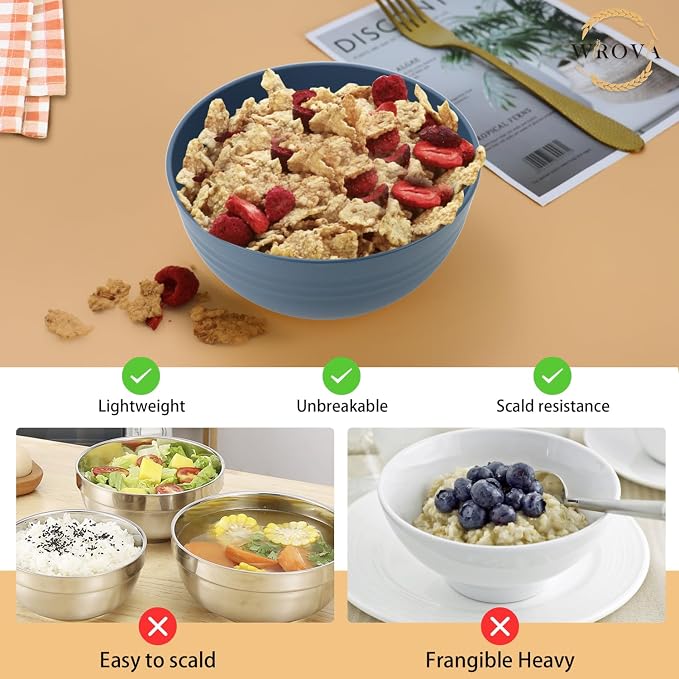 Wheat Straw Bowl Sets, Microwave and Dishwasher Safe Bowls, Kitchen Bowl - Image 4