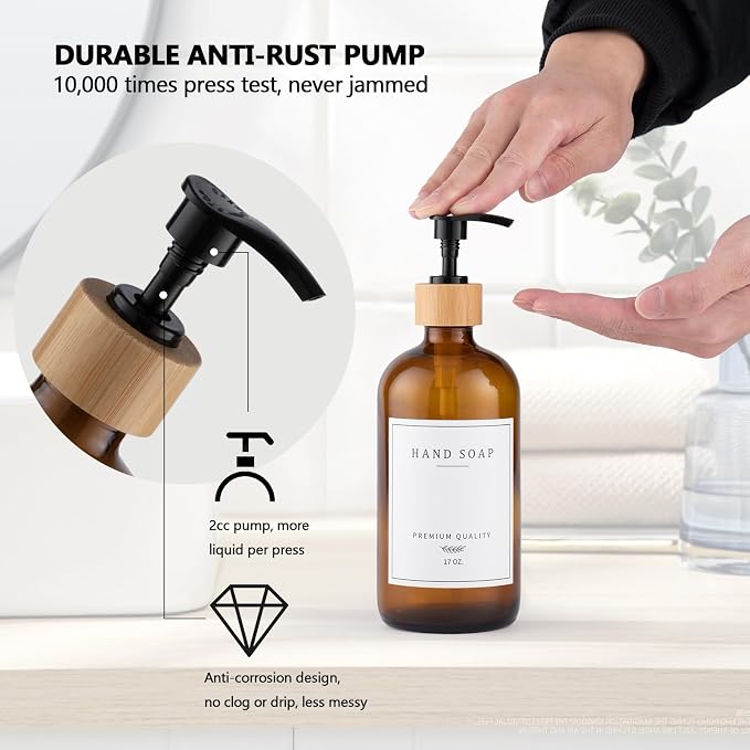 Amber Glass Soap Dispenser - Image 5