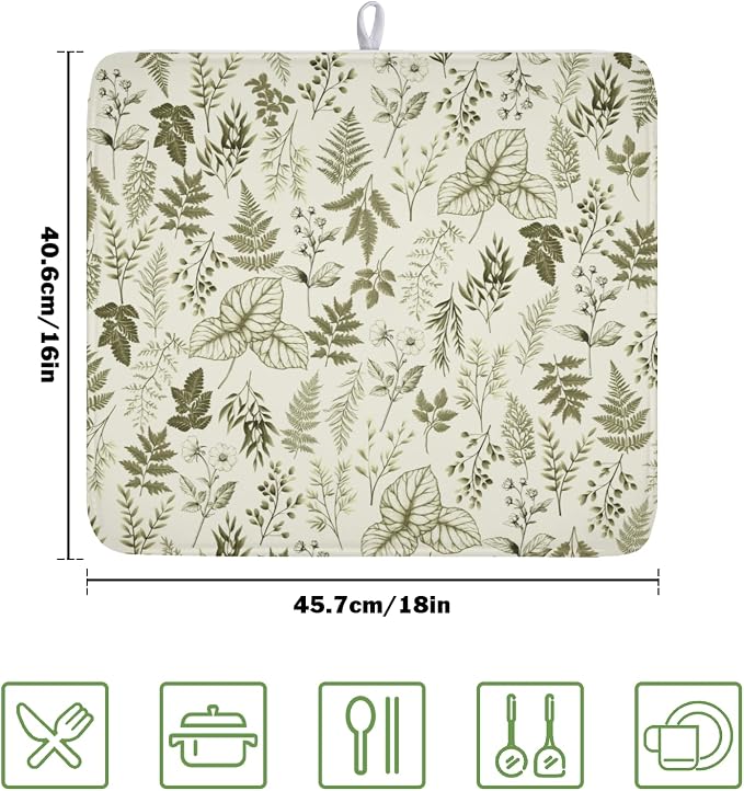 Vintage Botanical Floral Dish Drying Mat - Image 2