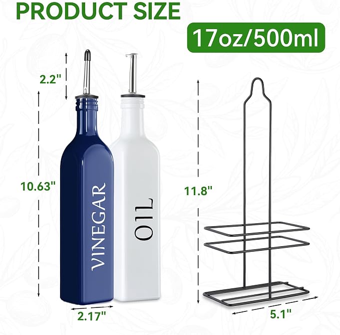 Vakoo Oil and Vinegar Dispenser Set - 17oz/500ml - Image 8