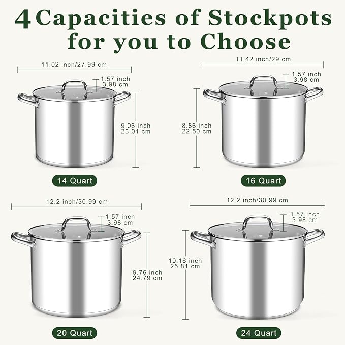 Leonyo 20QT Stock Pot, 18/10 Stainless Steel Soup Pot - Image 9