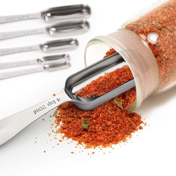 FANGSUN Narrow Measuring Spoons Set of 10, Heavy-Duty Stainless Steel Measuring - Image 2