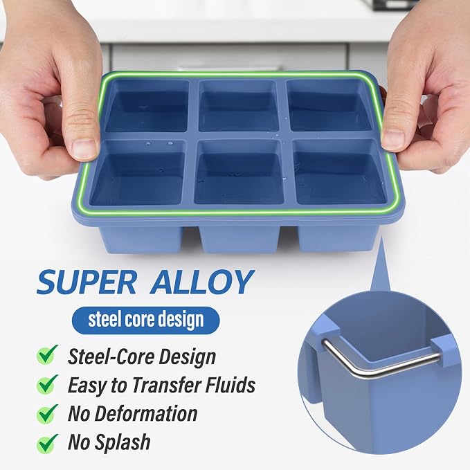 mossime Silicone Ice Cube Tray: 4pack Square Whiskey Large Ice Cube Molds - Image 2