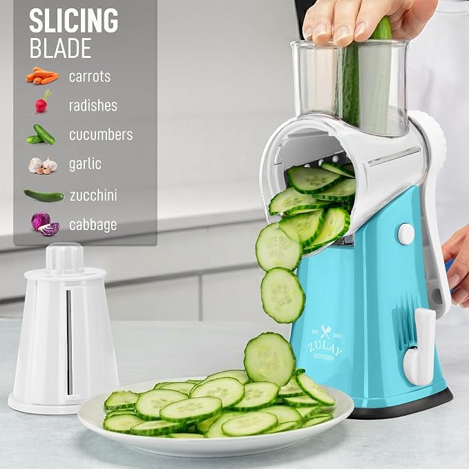 Zulay Kitchen Rotary Cheese Grater 5 Blade Cheese Shredder - Image 5