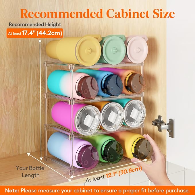 Lifewit Stackable Bottle Storage Organizer, Large Slot Water Bottle Tumbler Cup - Image 3