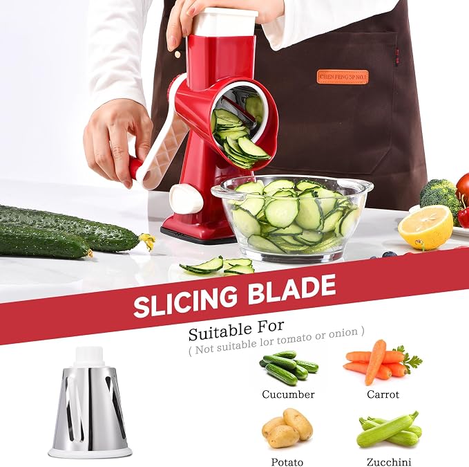 Rotary Cheese Grater with Handle Kitchen Shredder Slicer Grater Slicer Ice - Image 5