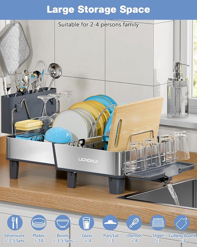 Dish Drying Rack, 304 Stainless Steel Expandable Dish Rack - Image 8