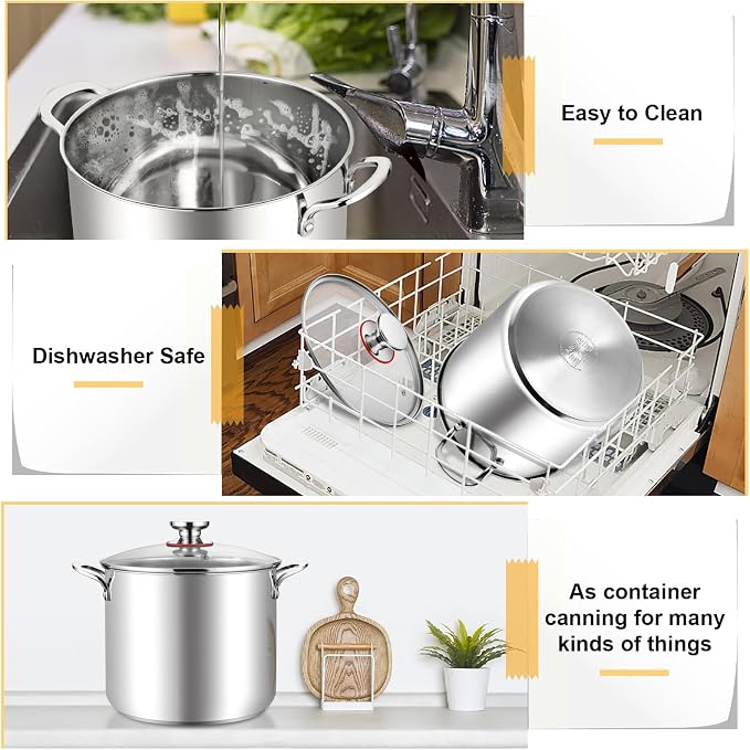 TeamFar 12 Quart Stock Pot, 18/10 Stainless Steel Large Cooking Soup Pot - Image 7