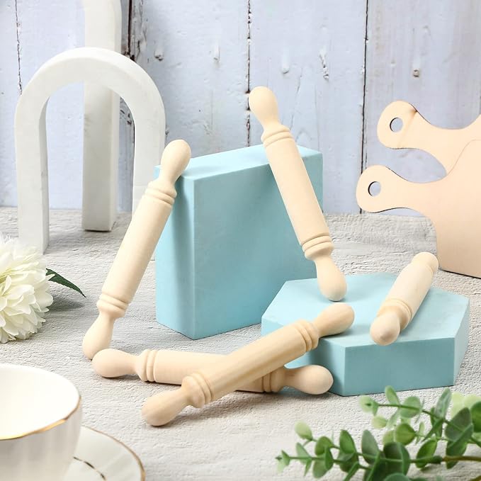 20 Pieces Mini Rolling Pin for Crafts 5.5 Inches Long Wooden Dough Roller Small - Image 7