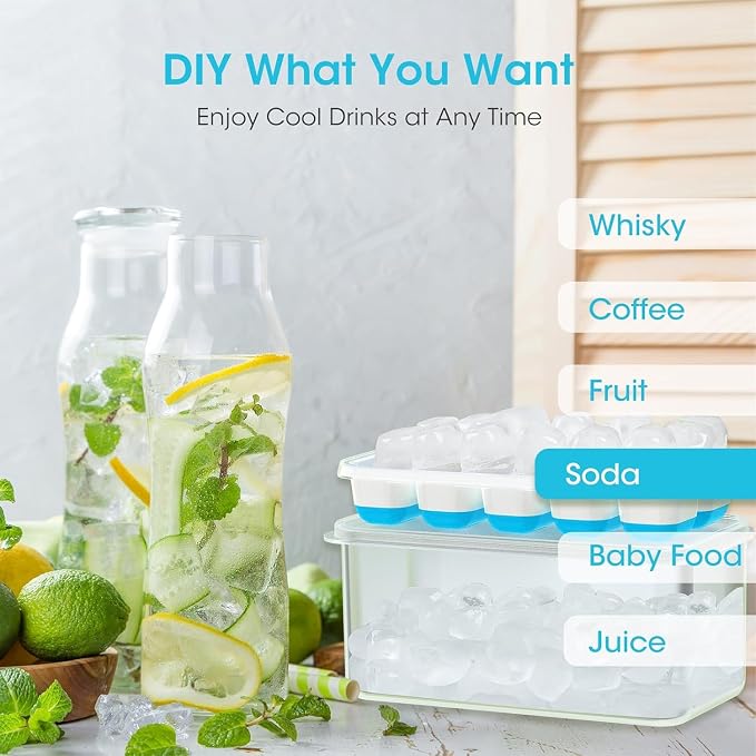 DOQAUS Ice Cube Tray with Lid and Bin - Image 4