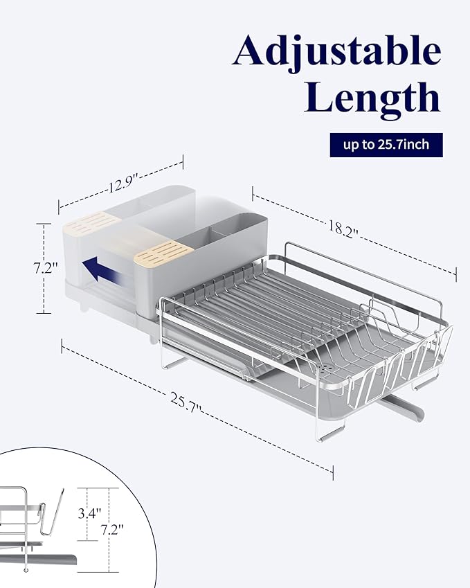 Kitsure Extendable Dish Drying Rack, Large Drying Dish Rack - Image 2