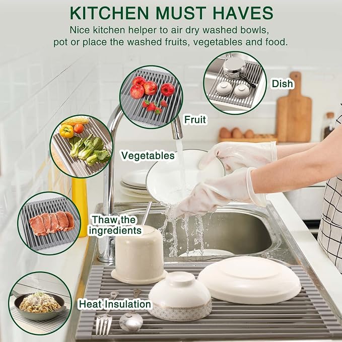 HANZENMA Roll Up Dish Drying Rack Over The Sink Kitchen Roll Up Sink Drying - Image 3