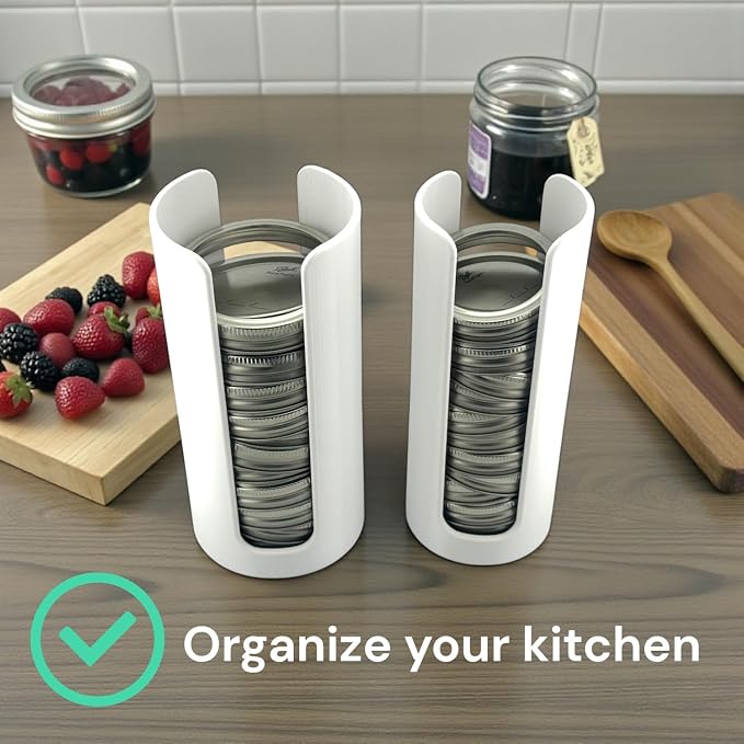 Mason Jar Lid Organizer | White Plastic Lid Storage Rack - Image 5