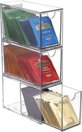 ELLDOO 3 Drawers Tea Bag Organizer, Clear Acrylic Stackable Tea Bag
