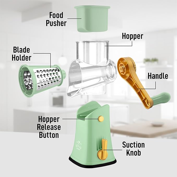 Zulay Kitchen Rotary Cheese Grater 5 Blade Cheese Shredder - Image 8