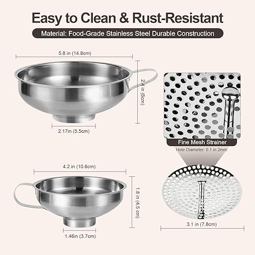 Canning Funnel with Strainer, Wide Mouth Canning Funnels - Image 3