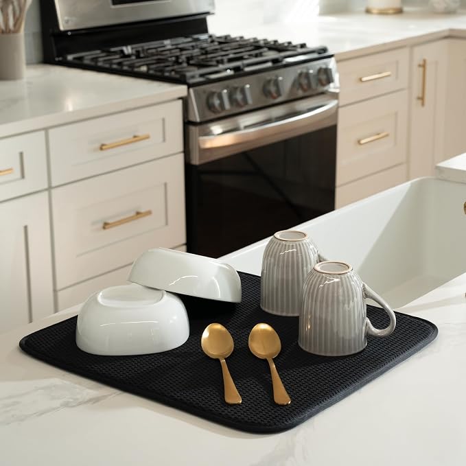 S&T INC. Dish Drying Mat, 16” x 18”, Absorbent Microfiber Kitchen Counter Mat - Image 2