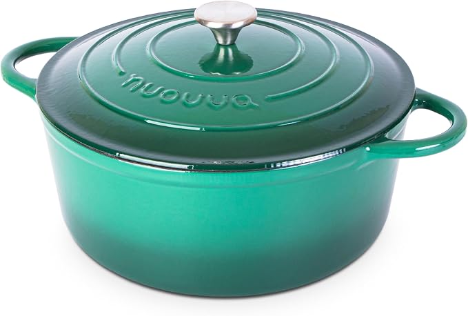 Cast Iron Dutch Oven with Lid – Non-Stick Ovenproof Enamelled Casserole Pot – by Nuovva