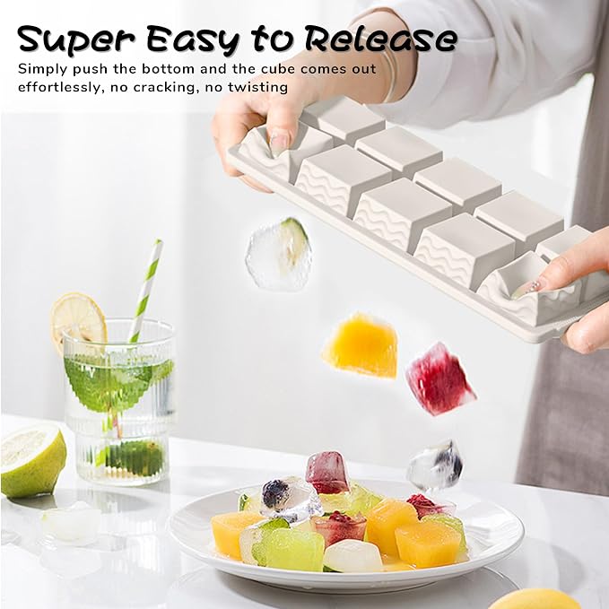 Doasuwish Ice Cube Trays with Lid, 3 Pack 10 Cubes 2 Tbsp. Silicone Ice Cube - Image 4