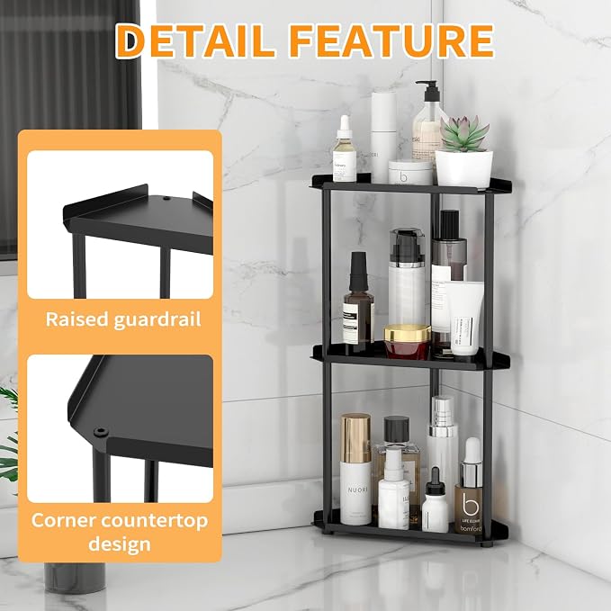 Jesginboo 3 Tier Bathroom Counter Organizer, Vanity Organizer Corner Shelf - Image 6