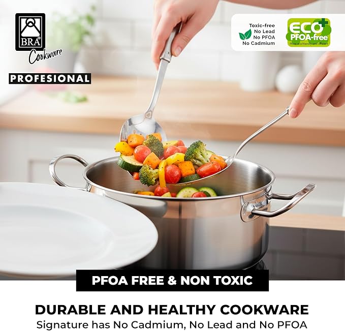BRA COOKWARE Profesional 18/10 Stainless Steel Stock Pot w/Glass Lid | 9.5 Inch - Image 7