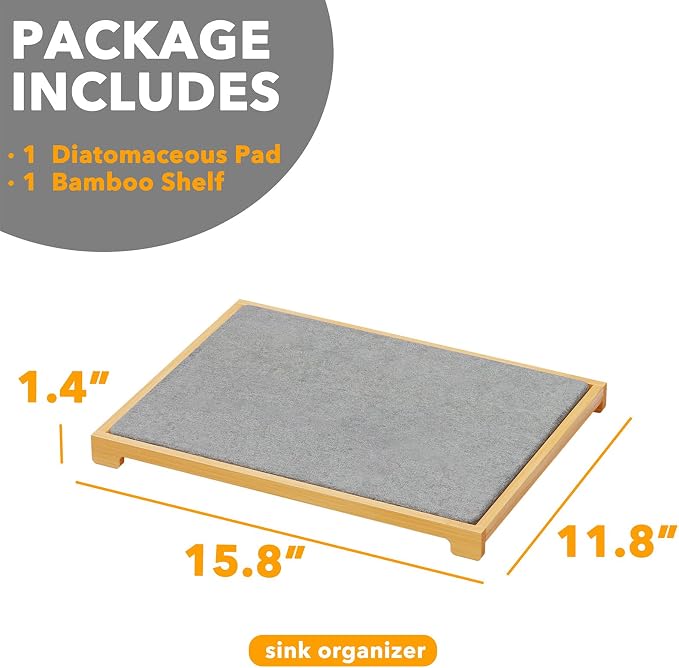 SpaceAid Stone Drying Mat for Kitchen Counter, Bamboo Rack Dish Pad, Instant - Image 6
