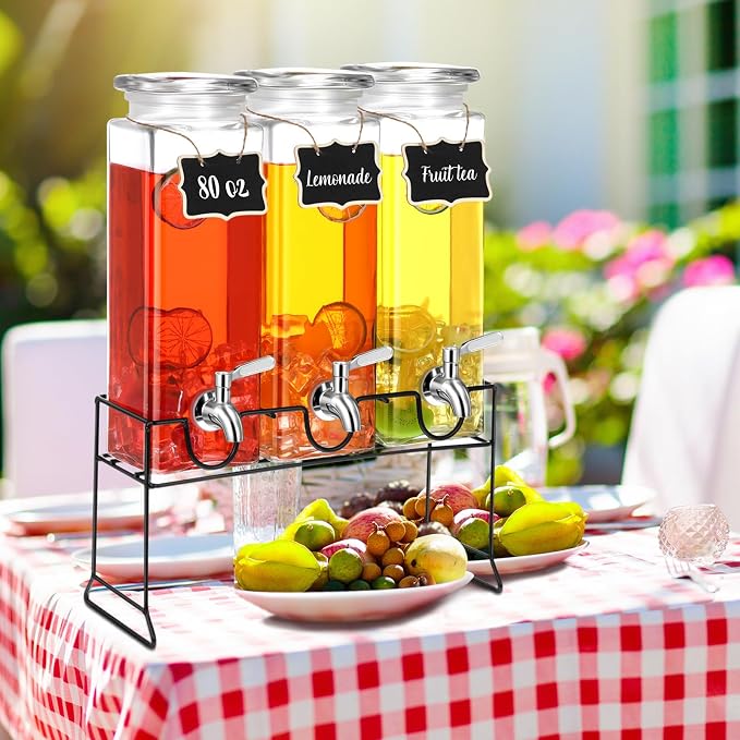 3 Pack 80 oz Tall Glass Drink Dispenser - Image 7