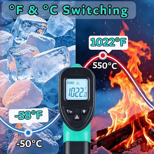 Infrared Thermometer Gun, -58℉~1022℉| Digital Laser Temperature Gun - Image 2