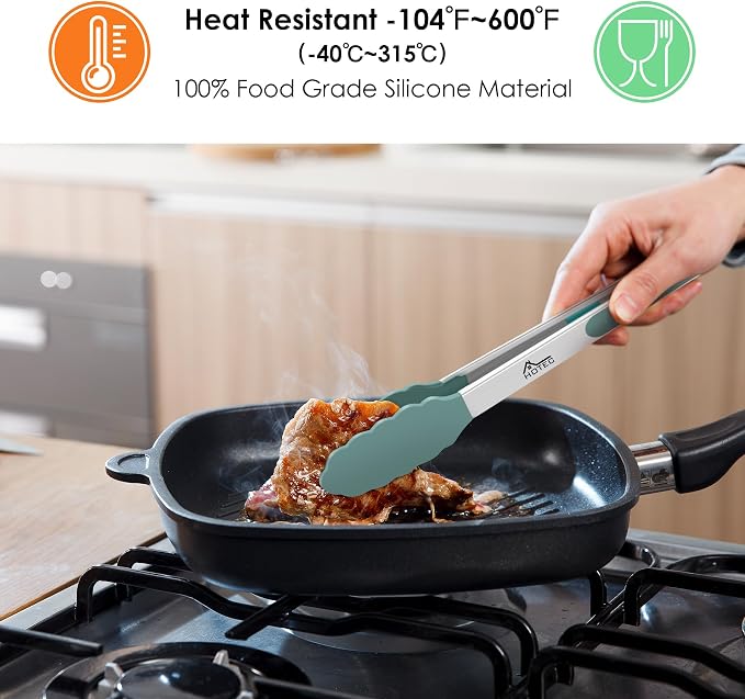 HOTEC Premium Stainless Steel Locking Kitchen Tongs - Image 2