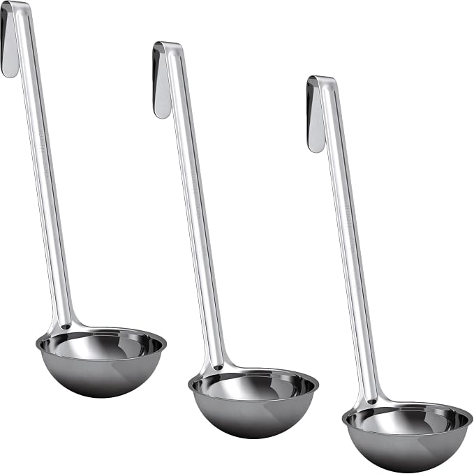 Super Sturdy, Ergonomic 4 Oz. Soup Ladle 3 Pk. Stainless Steel Ladles by FoodRestaurantSupplies