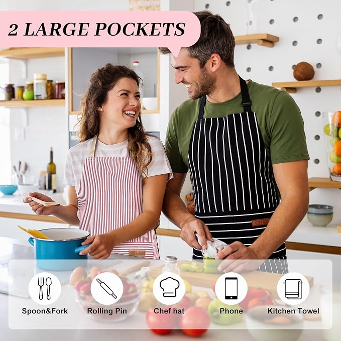 2Pack Adjustable Kitchen Apron for Women Men - Image 4