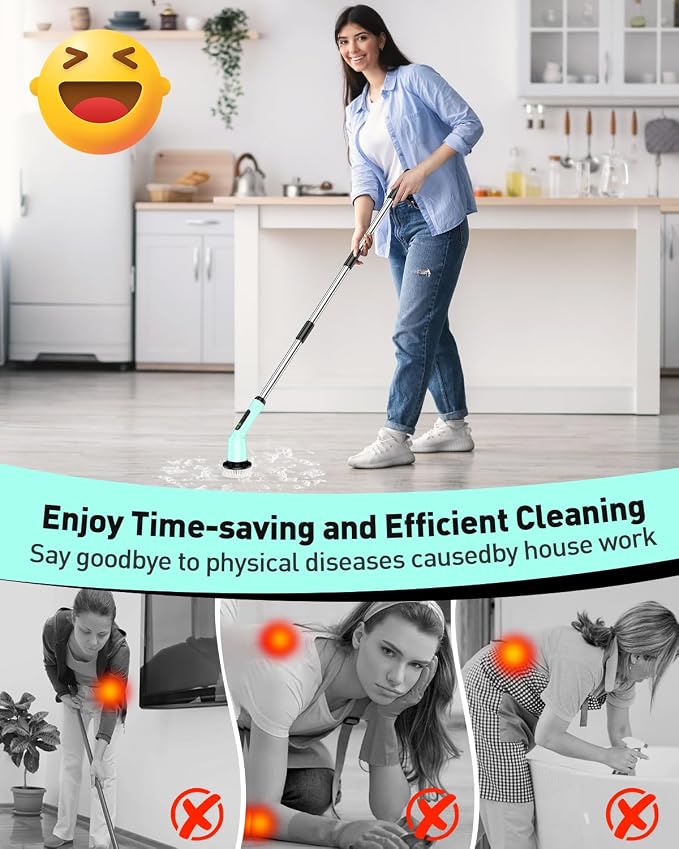 Electric Spin Scrubber for Cleaning Bathroom, Shower Scrubber Cordless Cleaning - Image 2