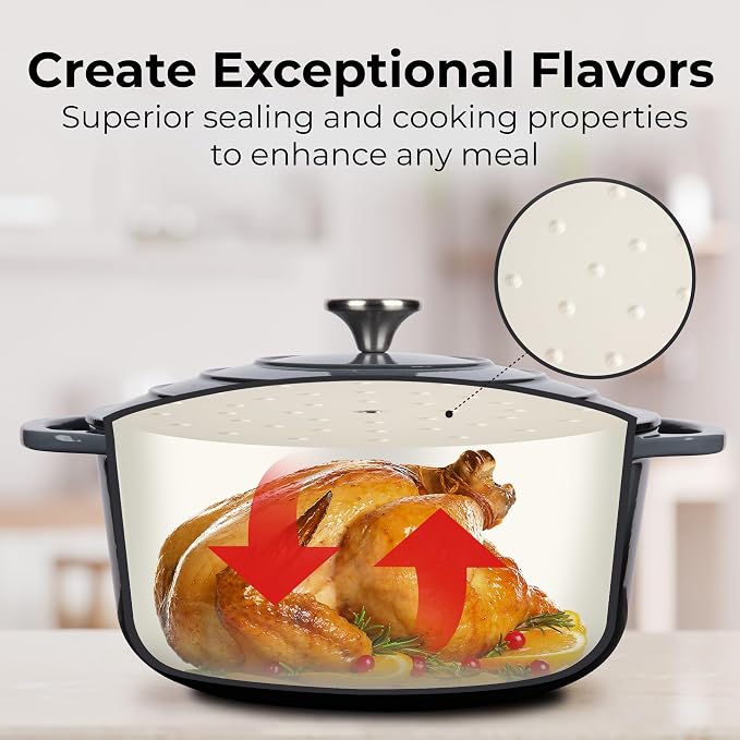 Zulay Kitchen 6 Quart Enameled Cast Iron Dutch Oven Pot - Image 5