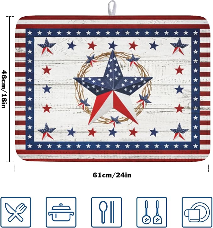 4th of July Patriotic Dish Drying Mat - Image 2