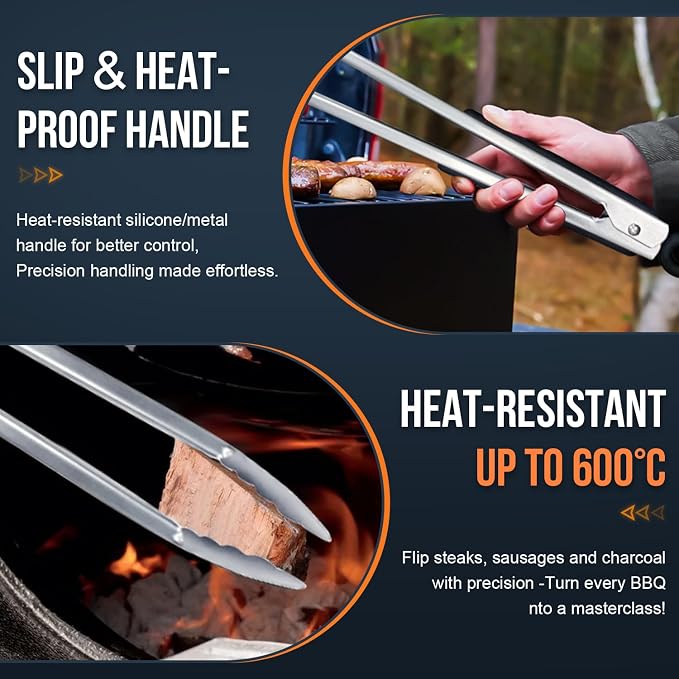Eddeas Grill Tongs, 17 Inch Extra Long BBQ Tongs, Heat Resistant 600 Degrees - Image 3