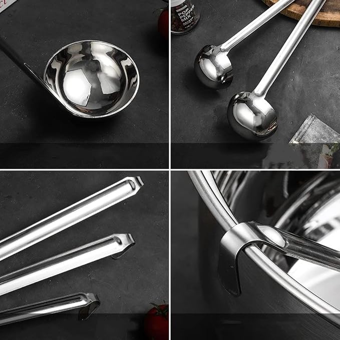 Stainless Steel Hooked Handle Ladle Set - Image 4