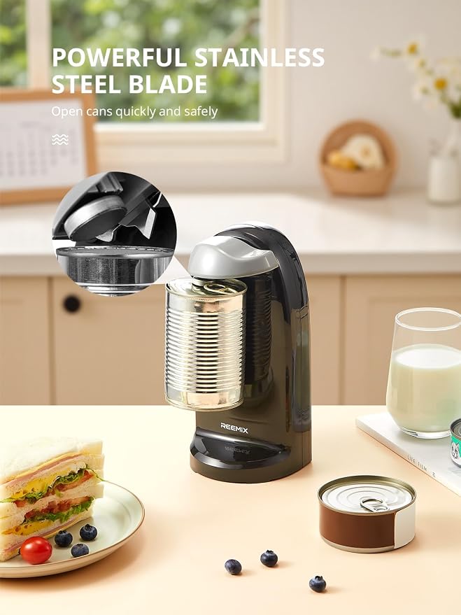 Reemix Electric Can Opener, One-Touch Operation, Knife Sharpener and Bottle - Image 2