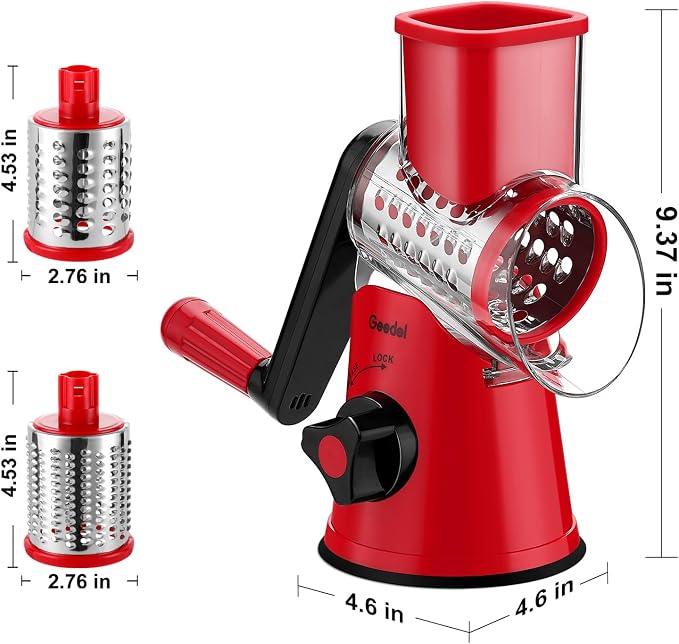 Geedel Rotary Cheese Grater, Kitchen Mandoline Vegetable Slicer - Image 8