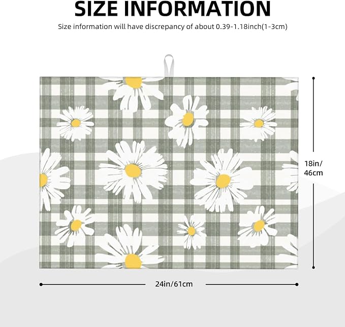 Daisy Dish Drying Mat For Kitchen Counter Absorbent Large Kitchen Fast Dry Pad - Image 3