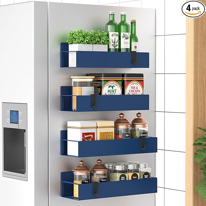 HuggieGems 4 Pack Magnetic Spice Storage Rack Organizer by HuggieGems