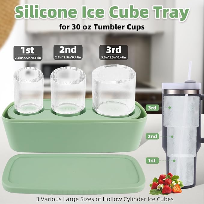 Tcamp Ice Cube Tray for 30 oz Tumbler Cup Ice Mold, Ice Drink - Image 2