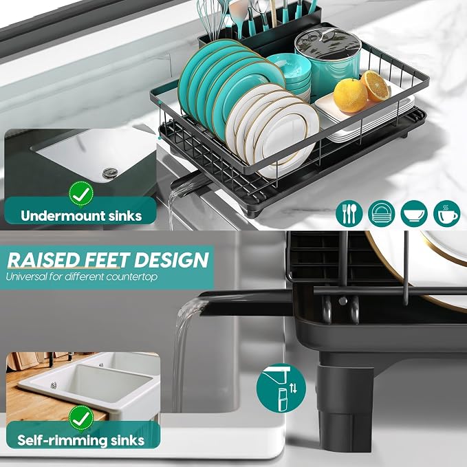 MERRYBOX Dish Racks for Kitchen Counter, 2025 Upgrade Large Sink Dish Drying - Image 3