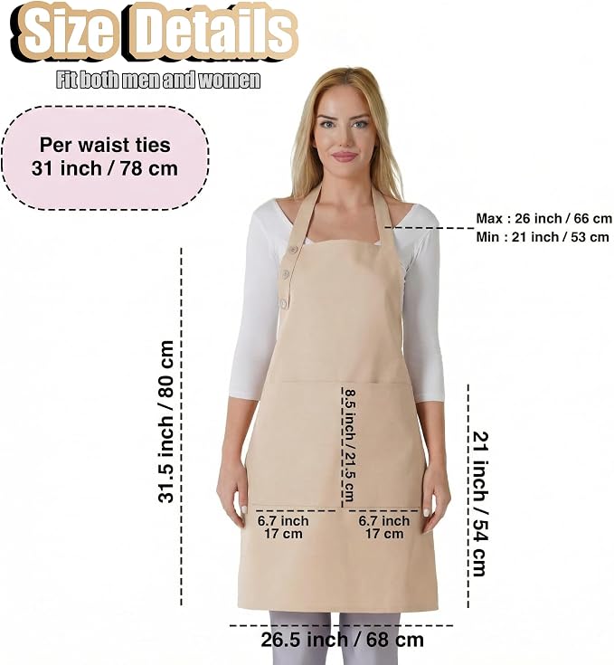 TOSHE Kitchen Apron Waterdrop Resistant Cotton Apron - Image 5