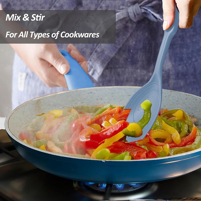 Large Silicone Cooking Spoon, Non-Stick Solid Spoon set - Image 7