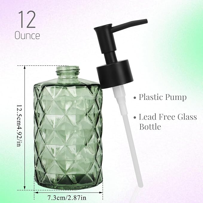 Clear Green Glass Soap Dispenser - Image 2