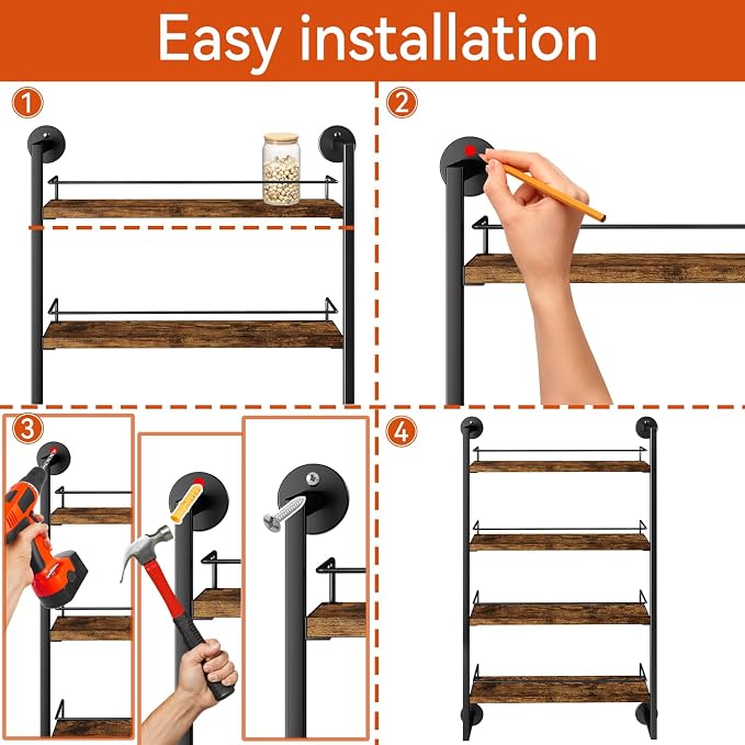 IBUYKE Spice Rack Wall Mount, 4 Tier Hanging Seasoning Organizer, Large Spice - Image 9