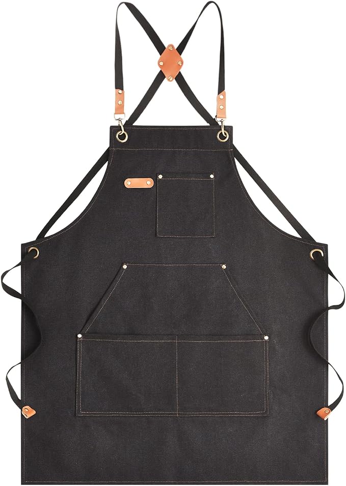 Aoomzoon Canvas Aprons for Men Chef Apron, Work Apron - 16oz Heavy Duty Cross by Aoomzoon