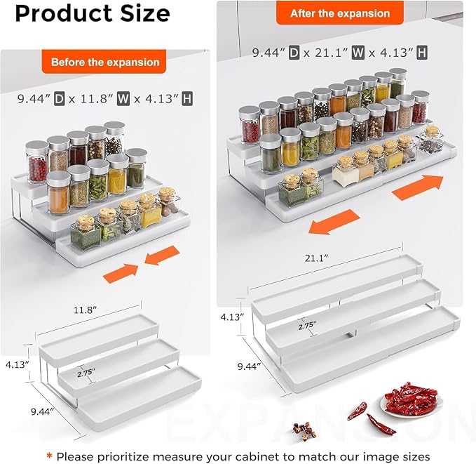 2 Pack Expandable Spice Rack Organizer - Image 2