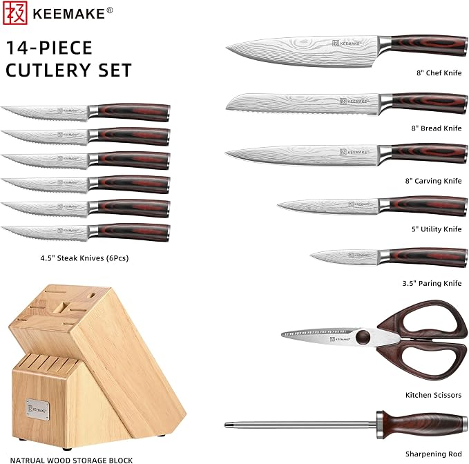 KEEMAKE 14-Piece Knife Set - Image 2