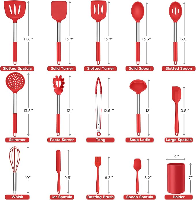 Onader 15 Pcs Silicone Cooking Utensils Set, Large Kitchen Gadgets Tools - Image 2